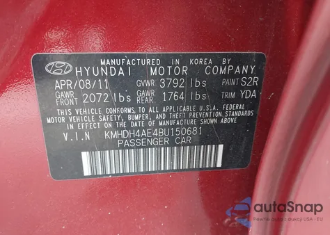 2011 Hyundai Elantra Gls из США, поврежденный, VIN KMHDH4AE4BU150681